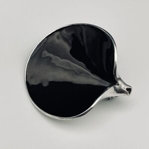Vintage Einar‎ Modahl Norway Sterling Silver Black Enamel Modernist Brooch Pin